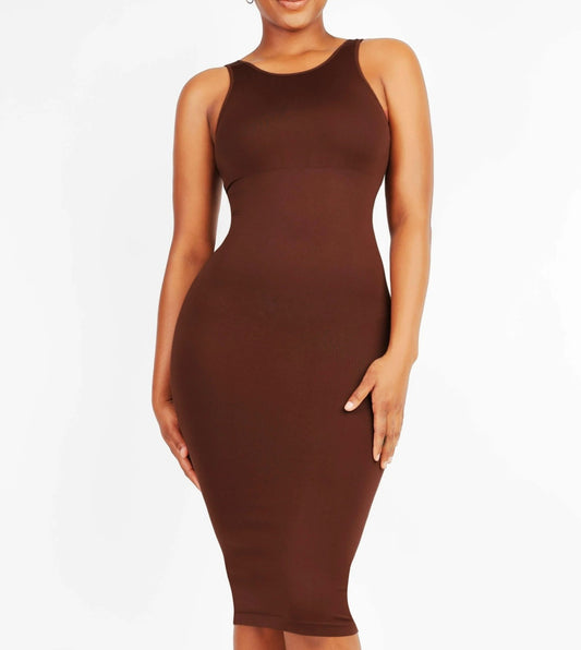 U-Back Shape Wear Dress Brown